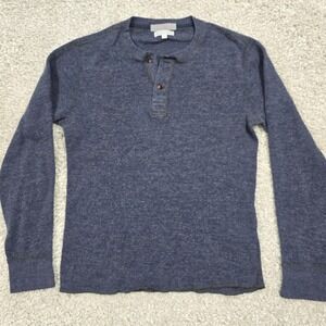Wallace Barnes‎ Men’s Henley Shirt Thermal Waffle Knit Blue Size L Casual